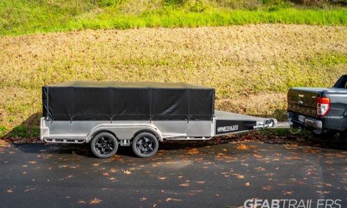 GFAB Sports Trailer with cage and canvas cover